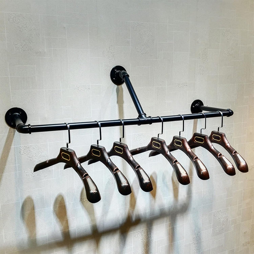 Industrial Retro Wall Mounted Pipe Shelf Bathroom Hanging Towel Rack,Metal Be...