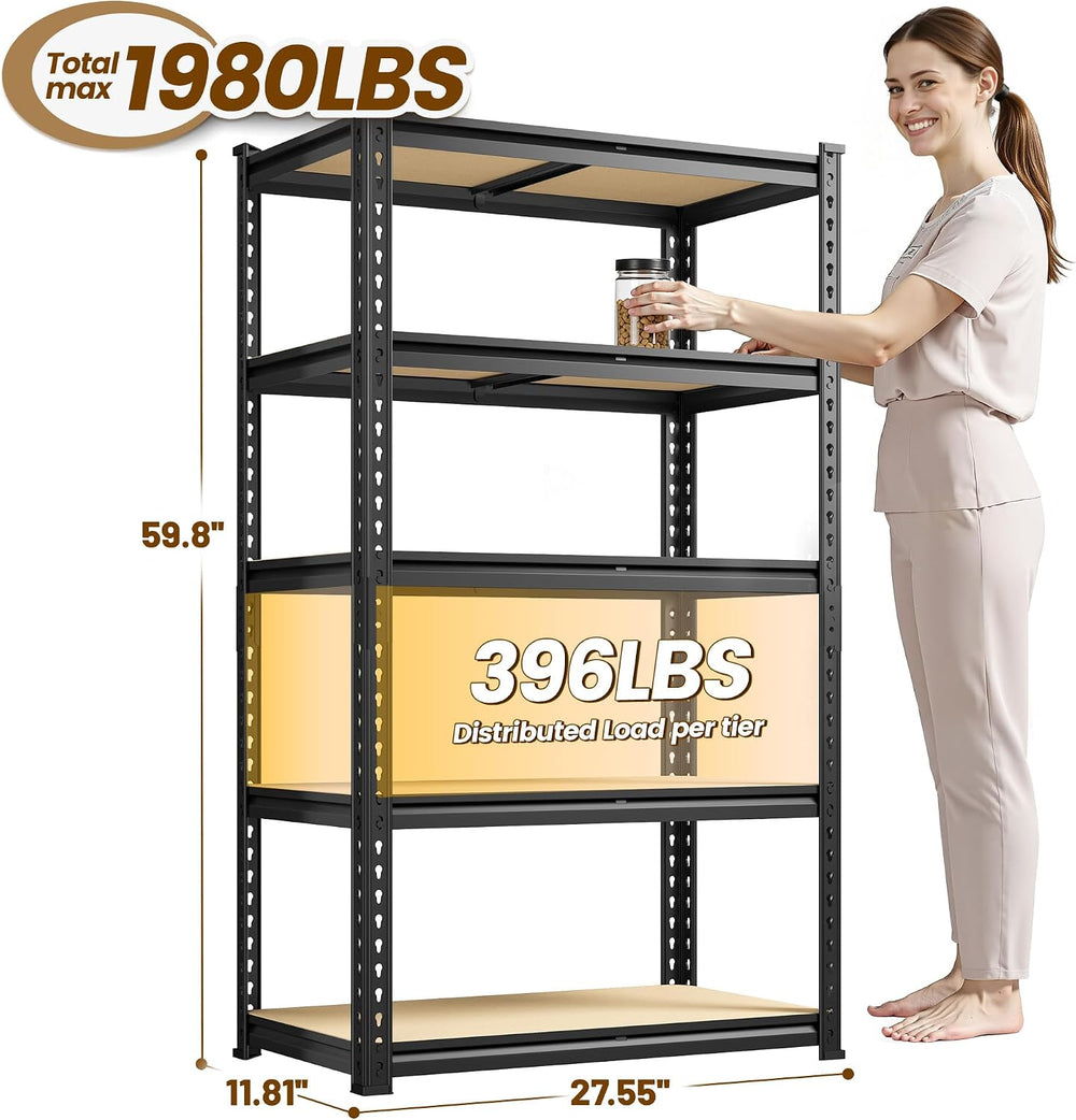 5-Tier Storage Shelves, Adjustable Pantry Shelves for Kitchen