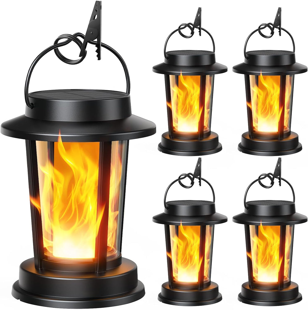 Solar Lanterns Outdoor, 4 Pack Flickering Flame Solar Lights