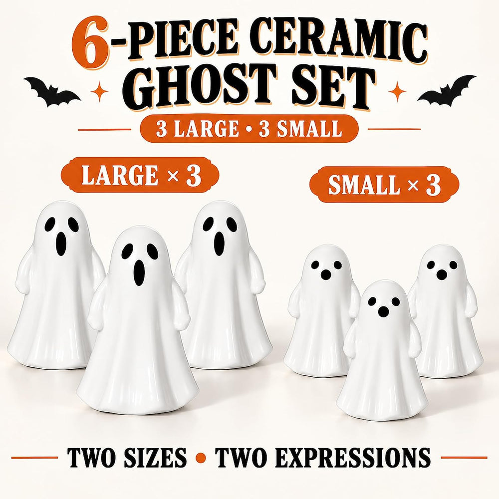 Leinuosen 6 Pcs Halloween Decorations Indoor Ceramic Ghost Figurines Decor