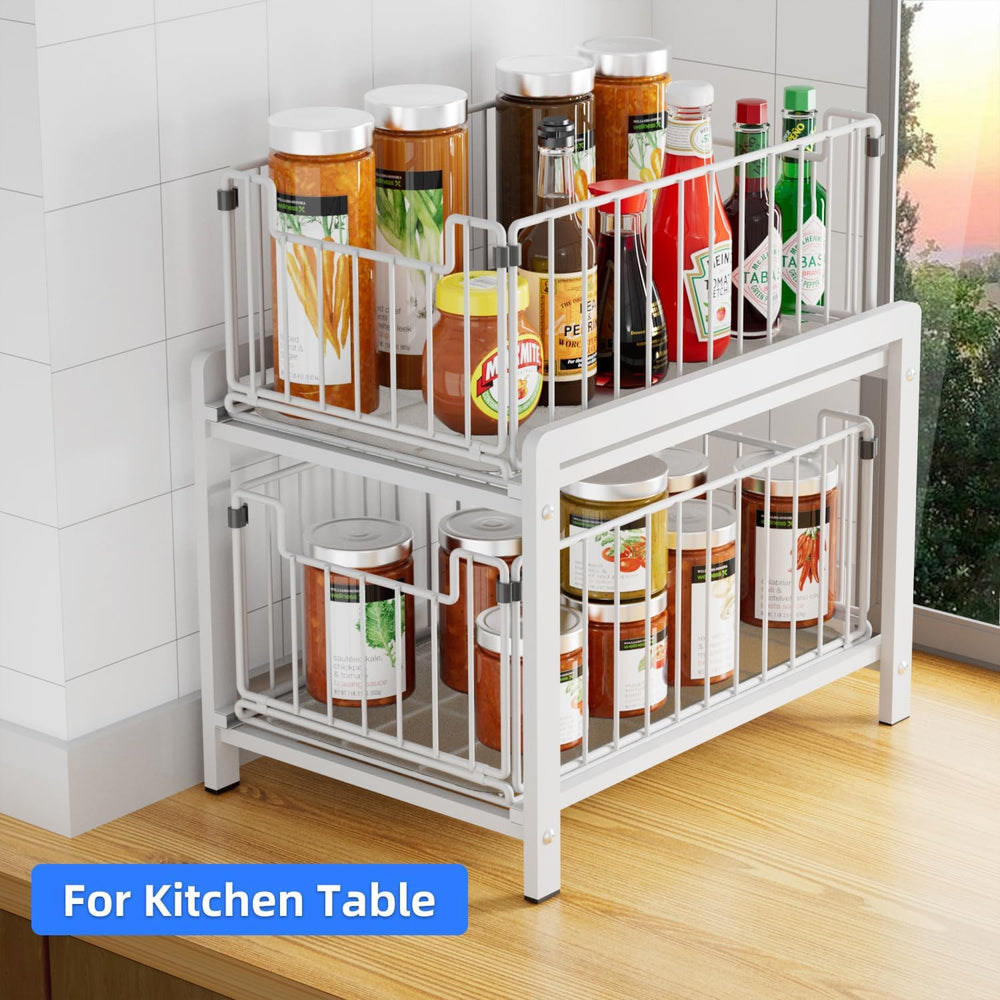 2-Tier Pull Out Cabinet Organizer, Slide Out Under Sink Organizer