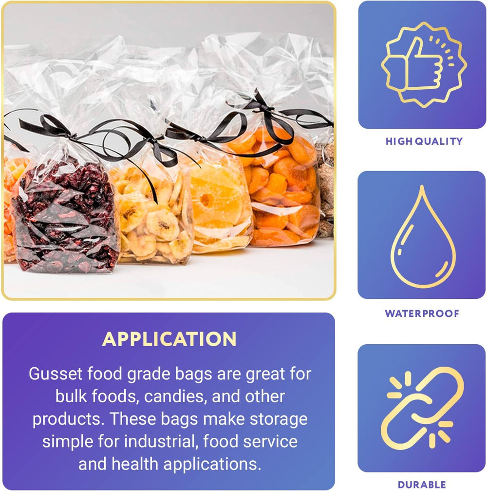 APQ Clear Gusseted Poly Bags, 8 x 3 x 20 Inch, 1000 Count
