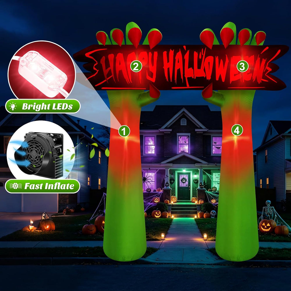 Danxilu 8FT Tall Halloween Inflatable Hand Archway Outdoor Decoration