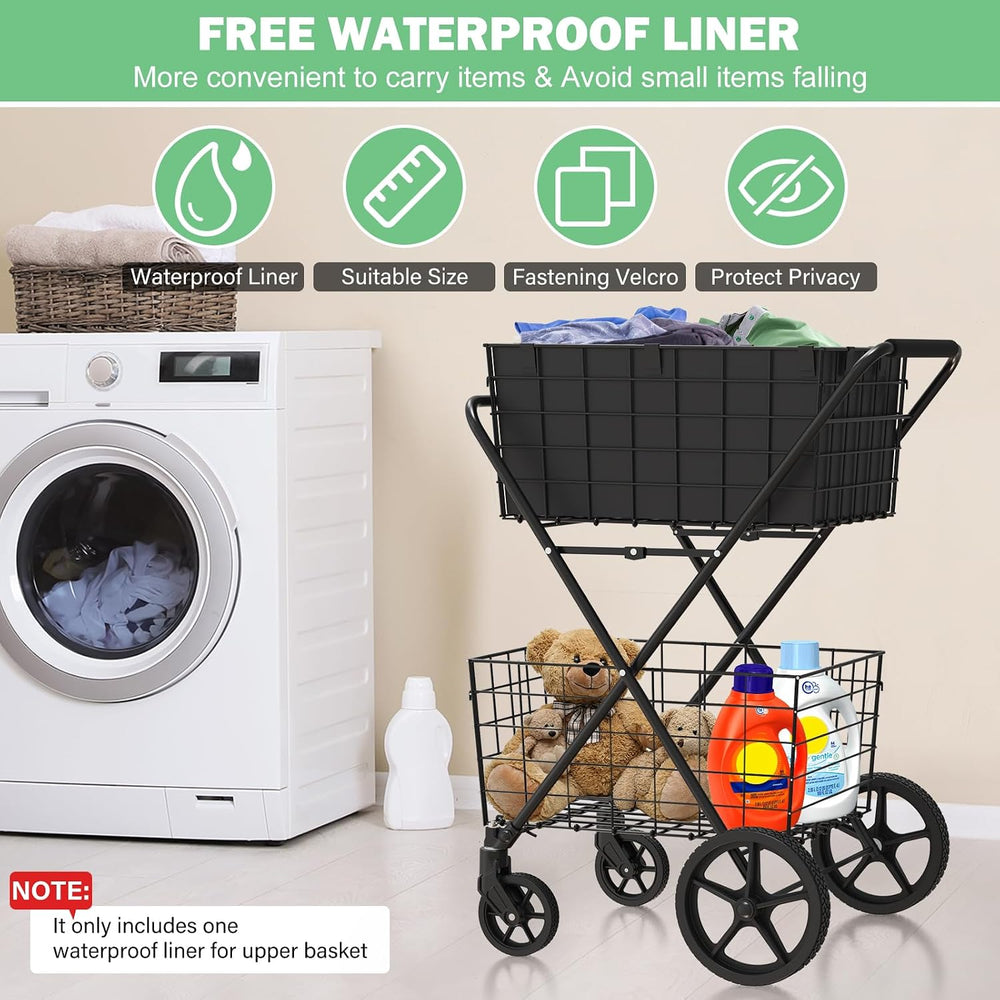 𝐍𝐄𝐖 2-Tier Large Collapsible Grocery Cart On Wheels 400lbs Shopping Cart