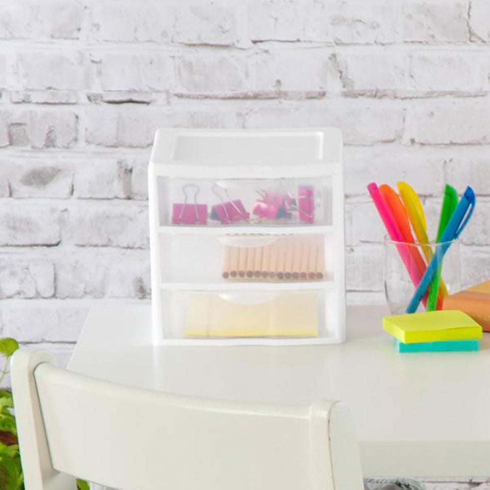 Sterilite Clearview Plastic Multipurpose Small 3 Drawer Desktop Storage Organ...