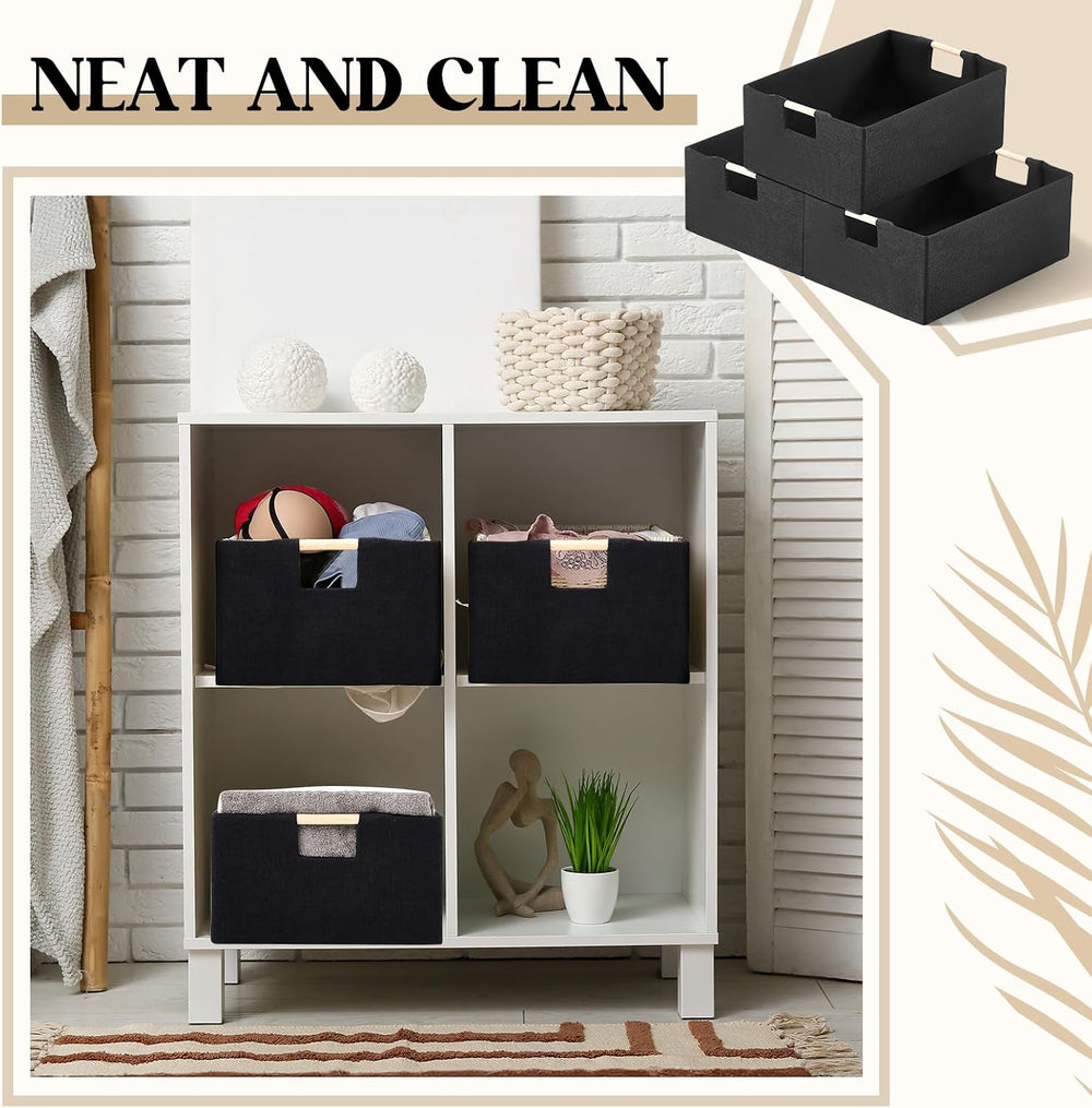 Cinnvoice 6 Pack Fabric Storage Bins for Closet Shelves, 15 x 10.6 x 6 Inch
