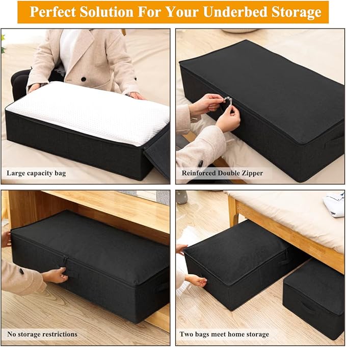 Under Bed Storage Container, 3 Pack Underbed Storage Bags