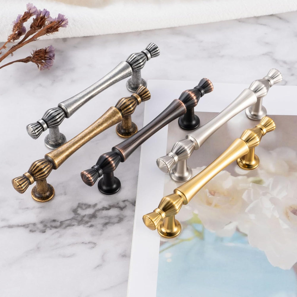 3-3/4 Inch Antique Brass Cabinet Pulls 10 Pack French Style P2408