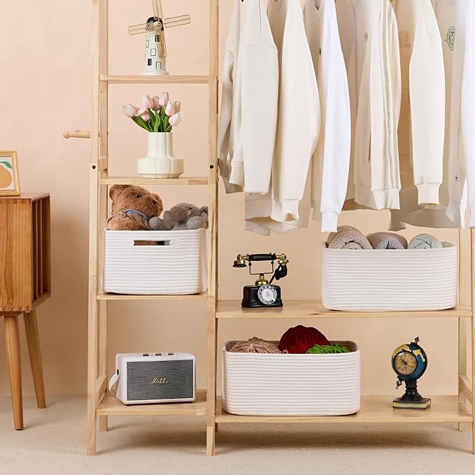 Large Storage Baskets for Shelves, Closet Organizers Bins for Clothes Blanket...
