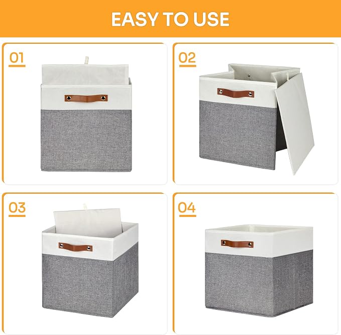 DULLEMELO Storage Cubes 13 inch, Collapsible Sturdy Cube Storage Bins (4 Pack)