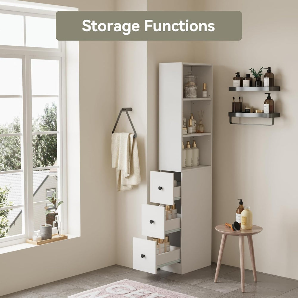 ARTETHYS Tall Slim Bathroom Storage Cabinet with 3 Adjustable Shelves
