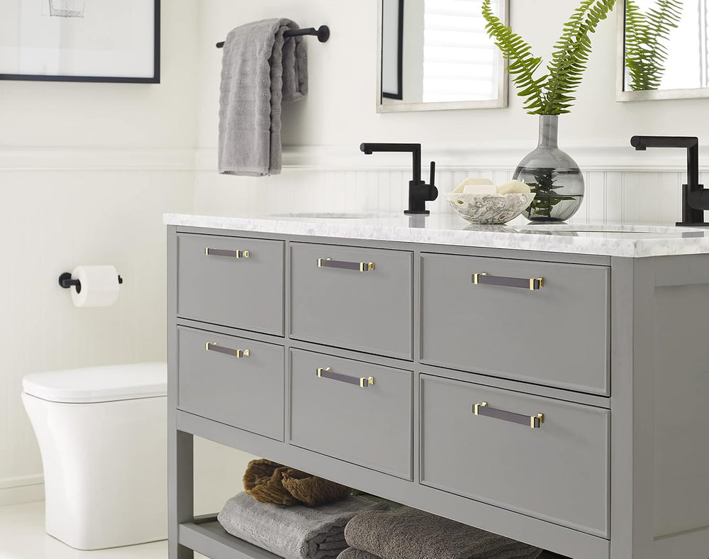 Amerock | Cabinet Pull | Black Chrome/Brushed Gold | 6-5/16 inch (160 mm) Cen...