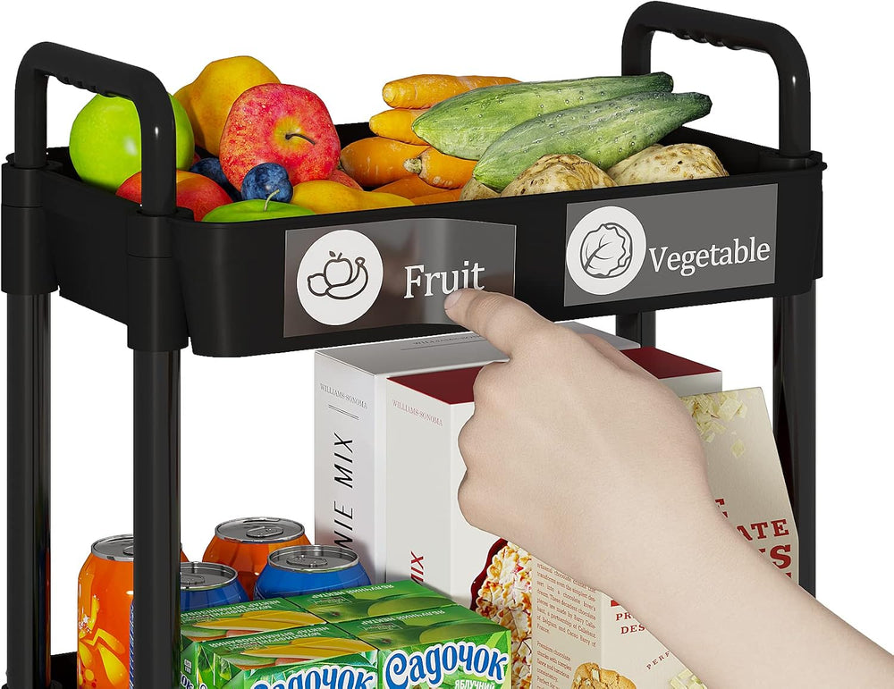 4 Tier Rolling Cart with Wheels, Utility Storage Carts,Black