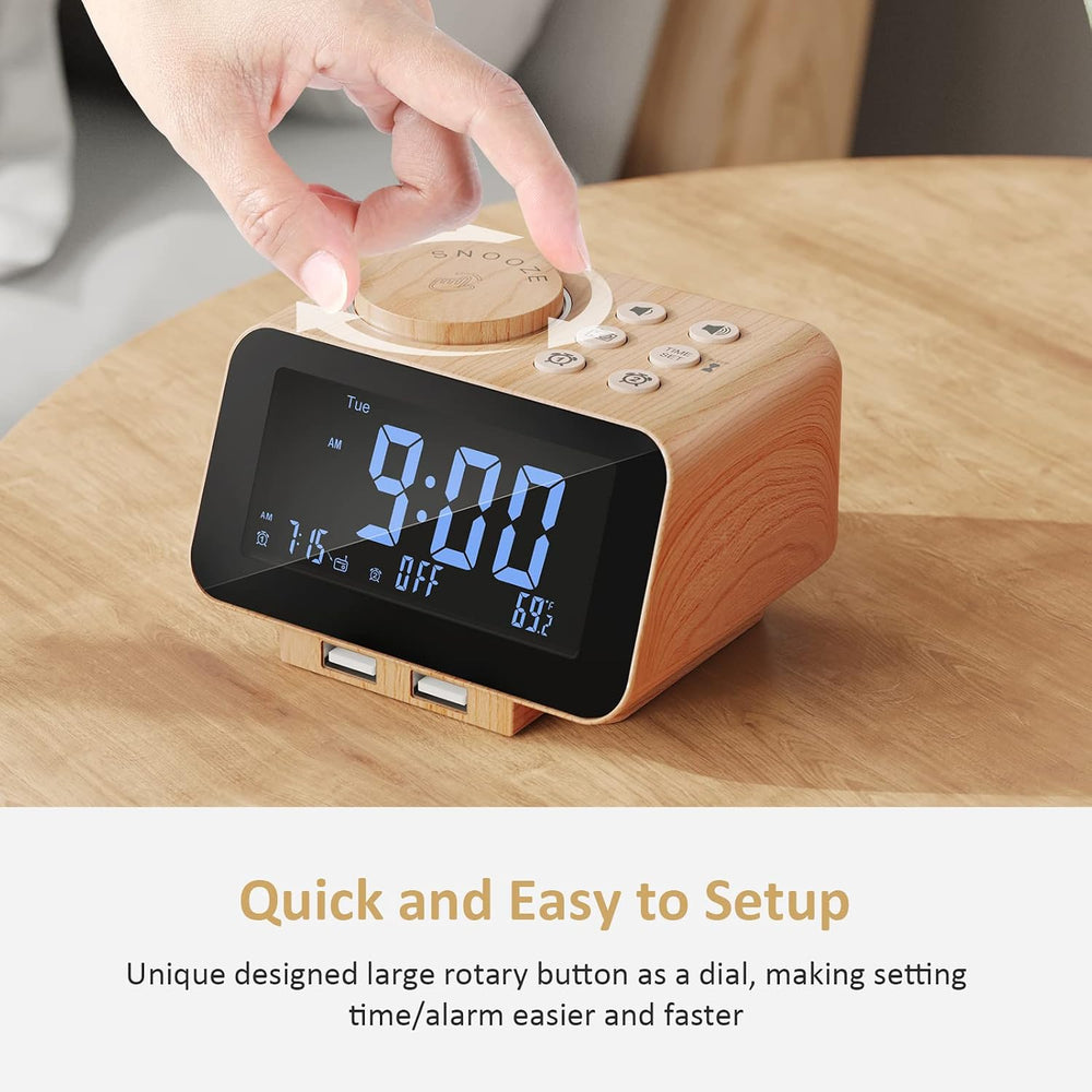 uscce Digital Dual Alarm Clock Radio for Bedrooms with Weekday/Weekend Mode