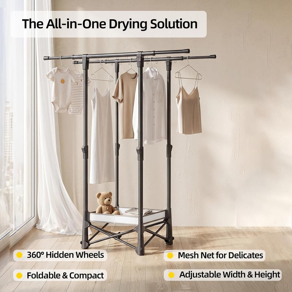 BIREN Clothes Drying Rack Foldable with Drying Net Portable Clothes Rack with...