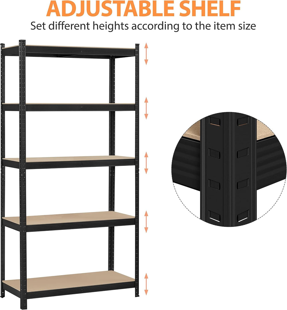 Topeakmart 5 Tier Metal Storage Shelving Unit, 35.5x16x71 Inch Black