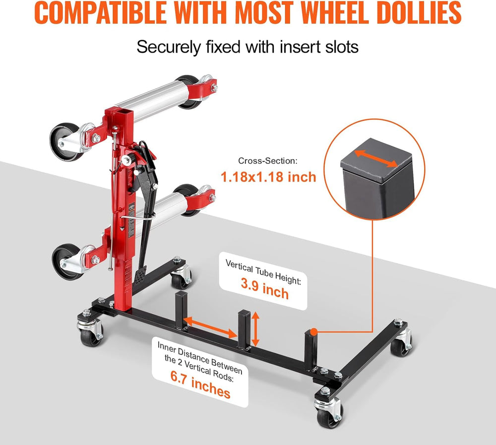 VEVOR Car Dolly Rack, Storage Rack with 360° Rotatable Wheels, Hydraulic Ratc...