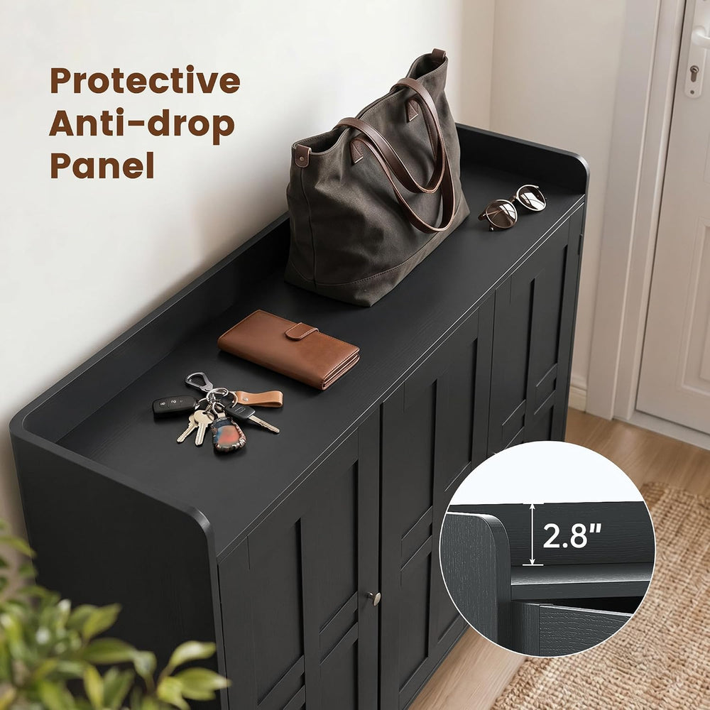 Miereirl 6-Tier 3 Doors Shoe Storage Cabinet, 45" Tall Entryway Shoe Sto...