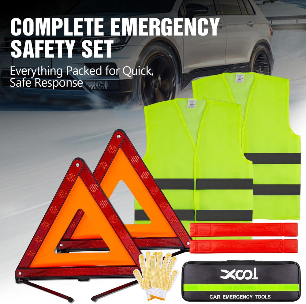 XOOL Emergency Warning Triangle Kit – Roadside Safety Kit with Reflective War...