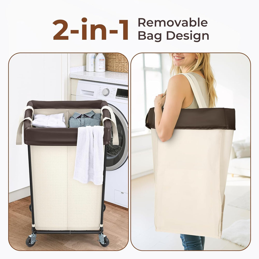 160L Rolling Laundry Basket with Wheels, Rolling Laundry Hamper with Wheels