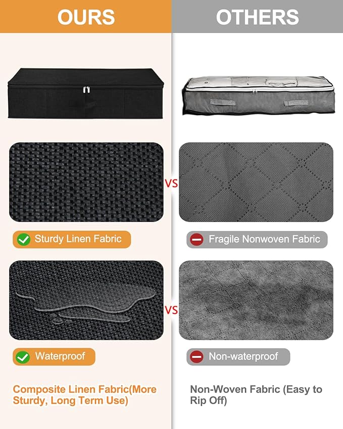 Under Bed Storage Container, 3 Pack Underbed Storage Bags