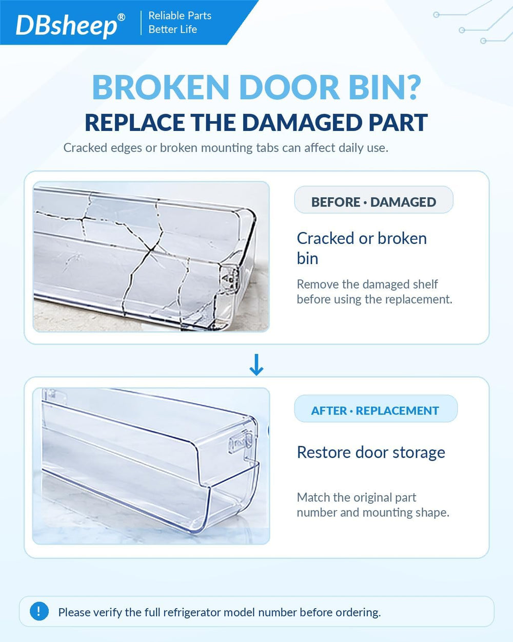 Refrigerator Door Shelf Bin - Replacement for LG MAN62749601