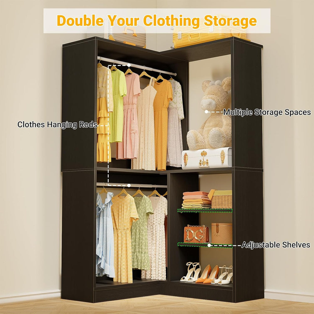 Unikito 36" Corner Closet System with Shelves, L Shaped Closet Organizer