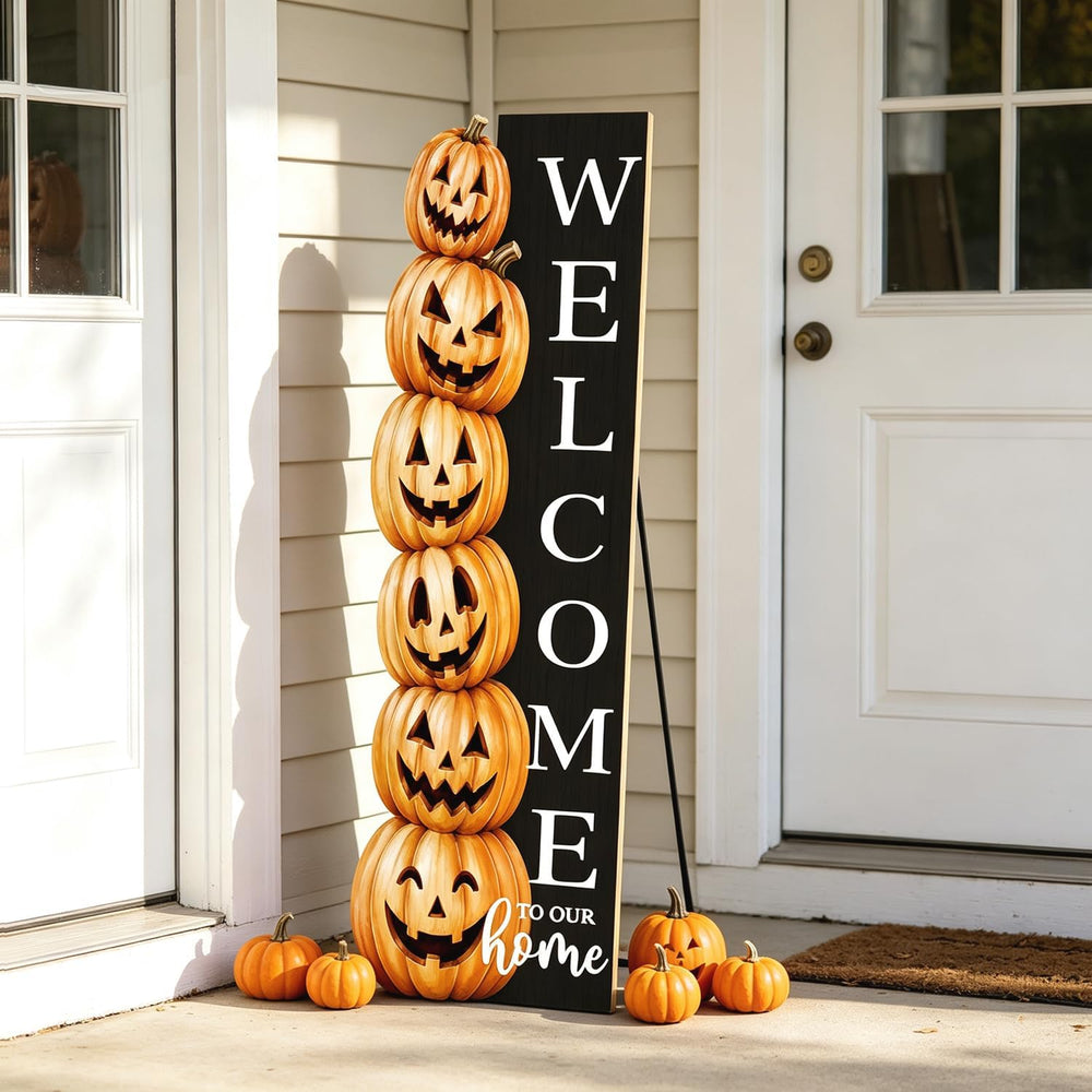 Halloween Welcome Sign for Front Door 41.5"×12.5" Spooky Pumpkin Ya...