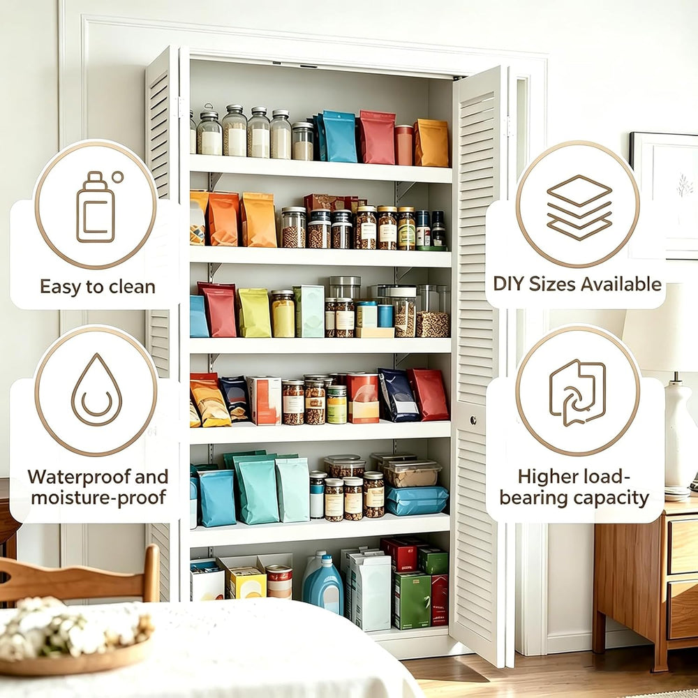 5 PCS Wire Shelf Covers PVC 32x16x3 inch for Pantry (Light Luxury White)