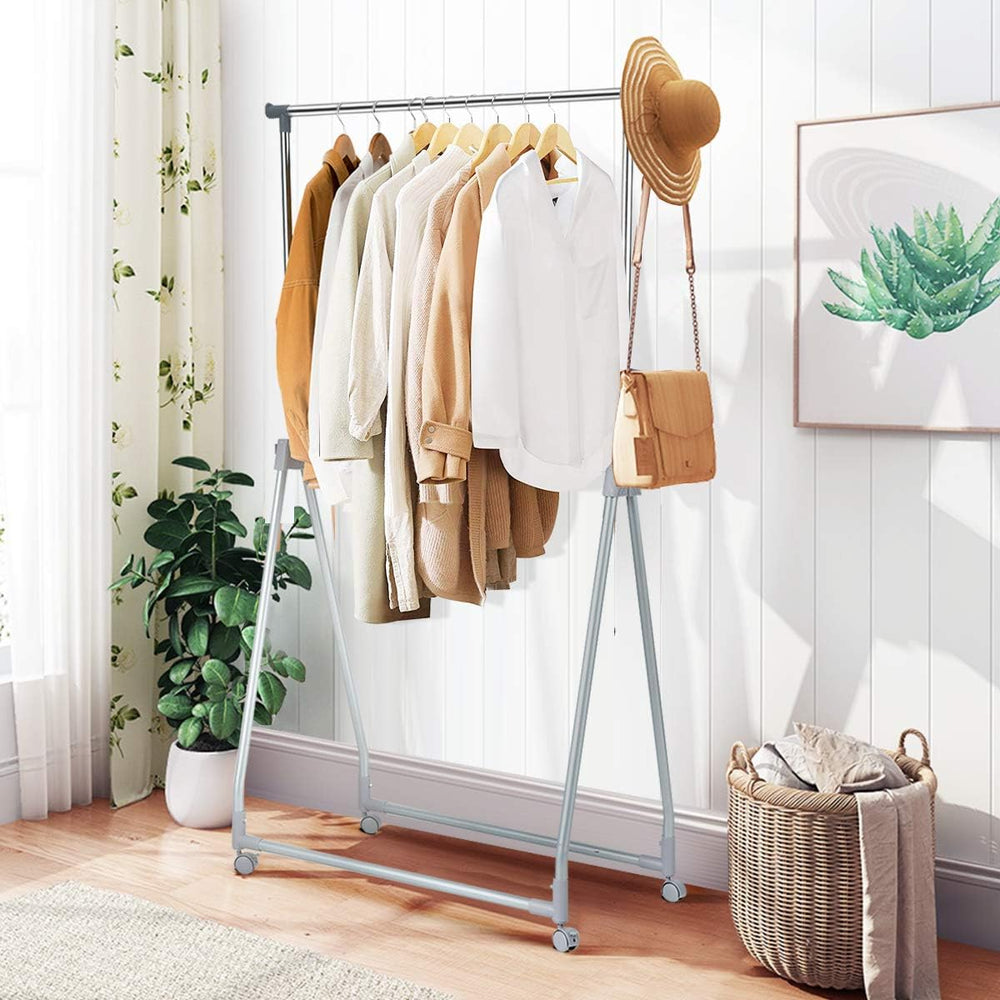 Tangkula Extendable Garment Rack, Heavy Duty Foldable Clothes Rack with Adjus...