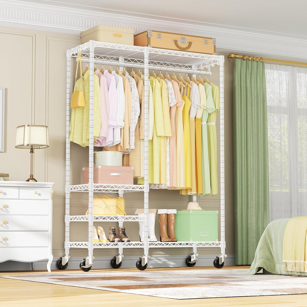 Ulif F4R Heavy Duty Clothes Rack（With Lockable Wheels ） Rolling Clothing Rack...