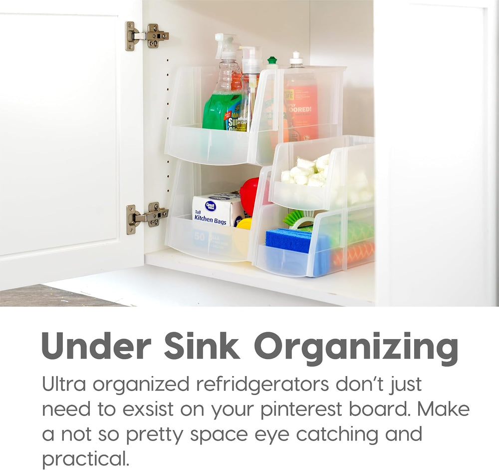 IRIS USA 4-Pack, X Large Plastic Stackable Storage Bin Organizer, Clear