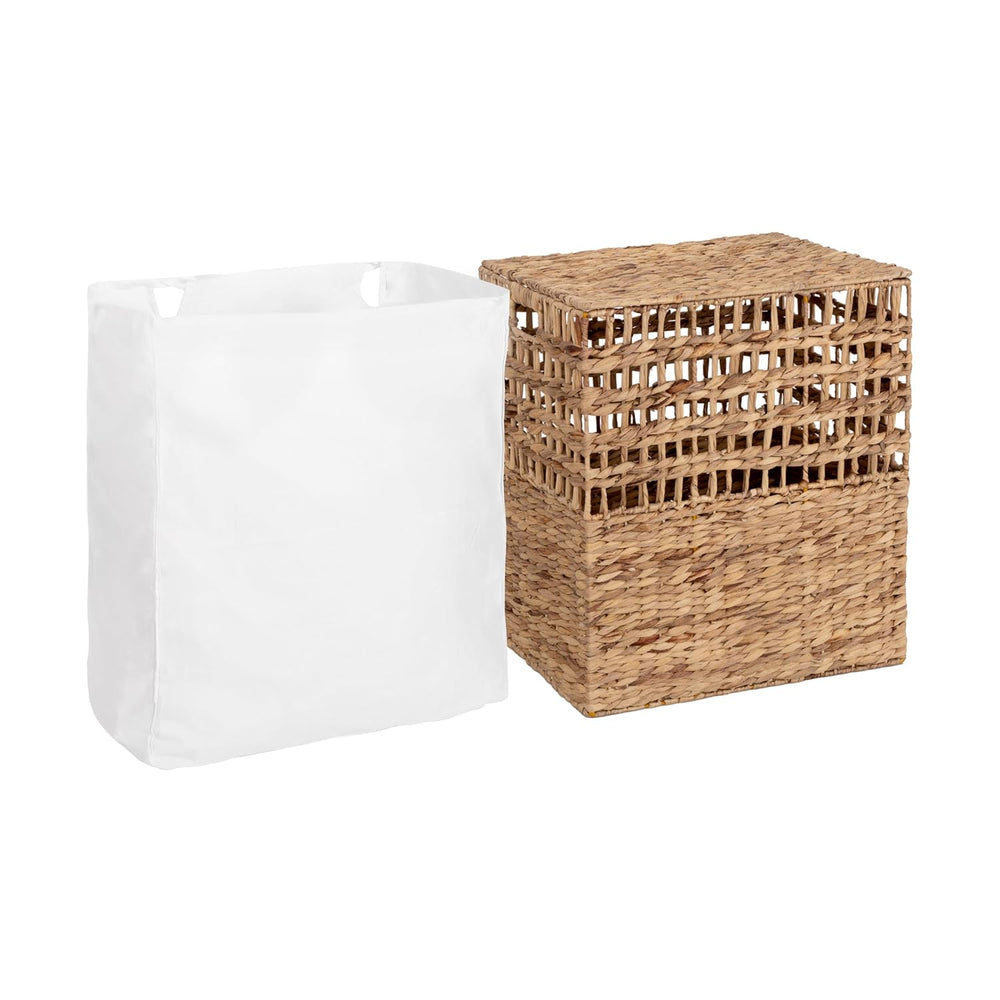 Seville Classics Premium Natural Handwoven Portable Laundry Bin Basket with C...