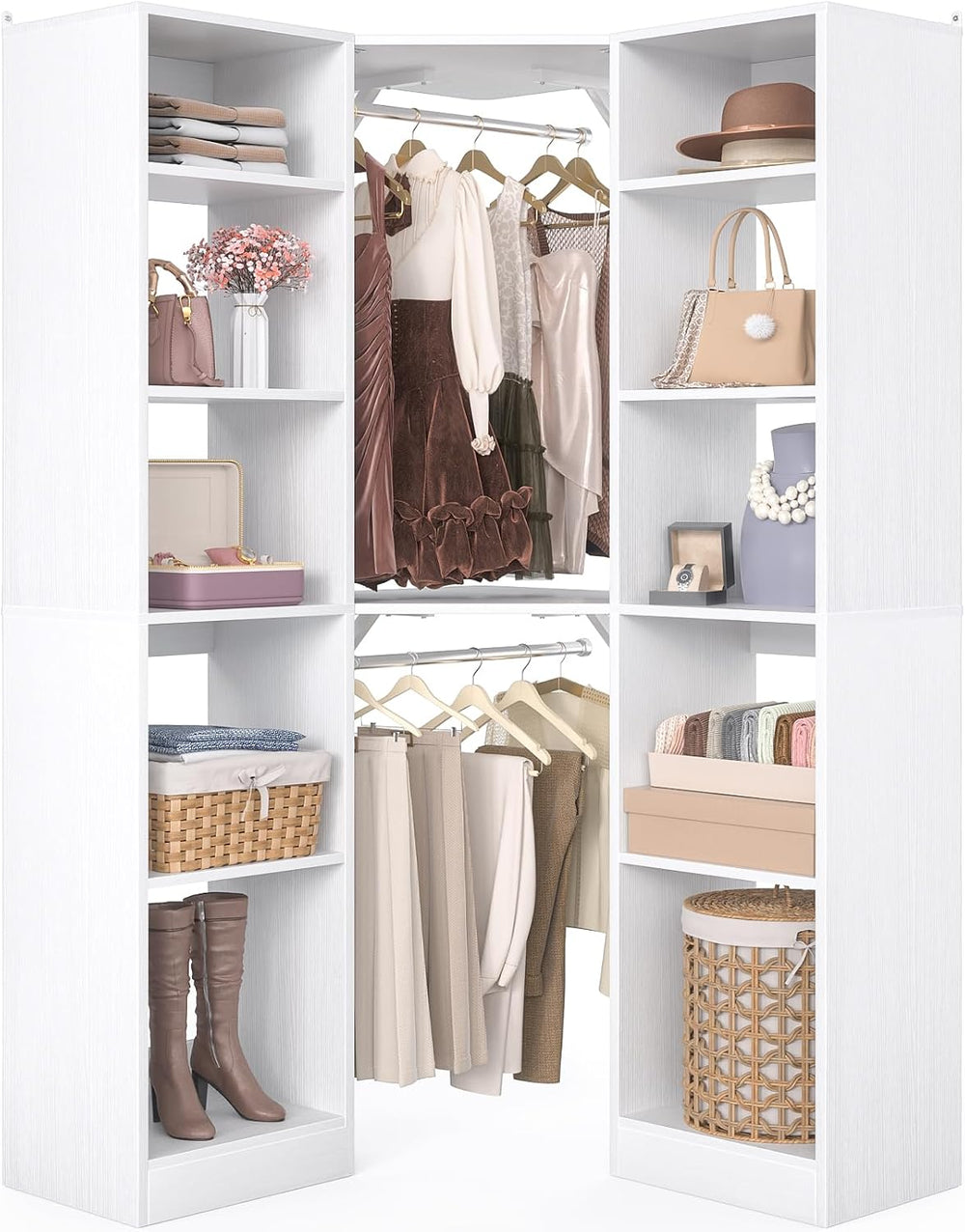 Besiost Corner Closet System with 12 Shelves, 39.2" Corner Closet Organizer