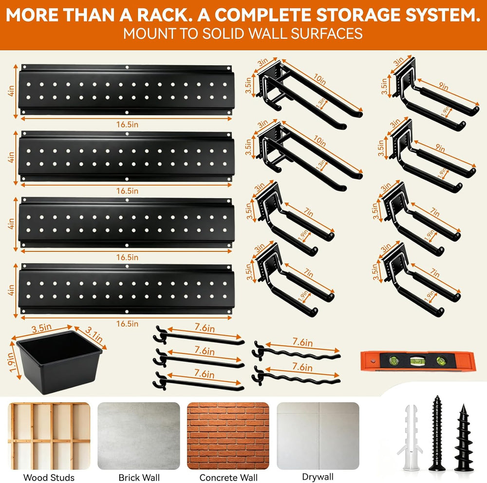 66" Garage Tool Organizer Wall Mount,Heavy Duty Adjustable Rack
