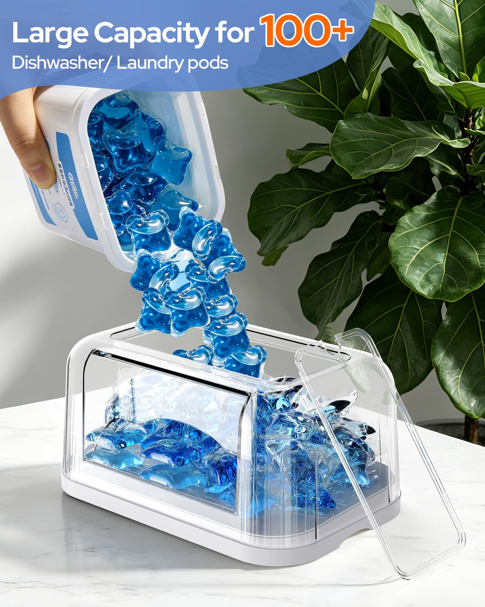 Trash Bag Dispenser & Dishwasher Pods Container, 3 in 1 Clear Acrylic Gar...