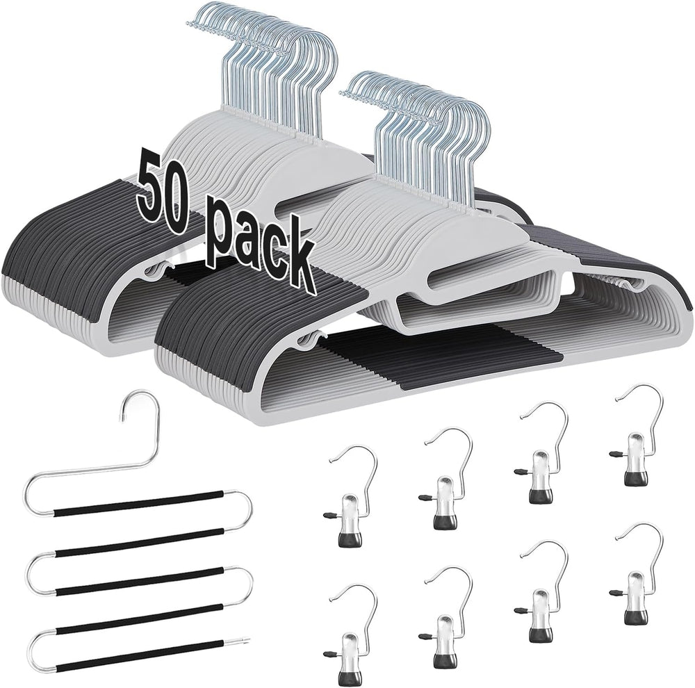 VECELO 50 Pack Coat Hangers, Premium Quality Plastic Suit Clothes Hanger, Non...