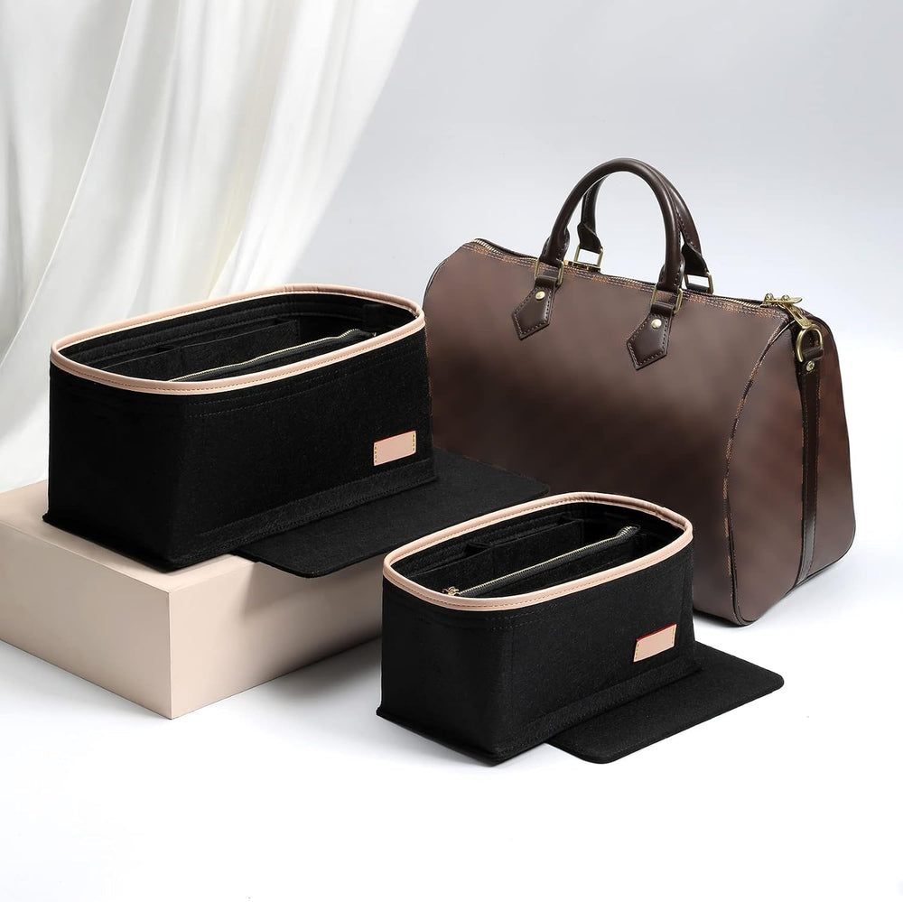Doxo Felt Purse Organizer Insert & Base Shaper 2pc Set for Speedy 30, Black