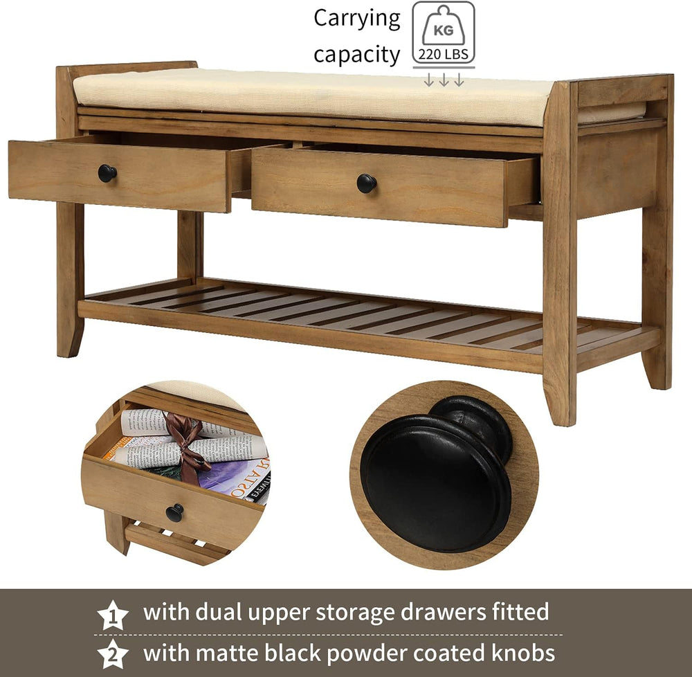 Merax Classic Wood Entryway Bench with Shoe Storge Wood Bench for Hallway Fro...