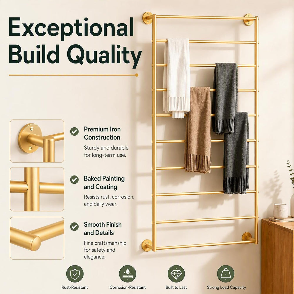 10 Tier Wall Mounted Rack,Scarf Display Stand,Belt Pants Hangers Scarves Hija...
