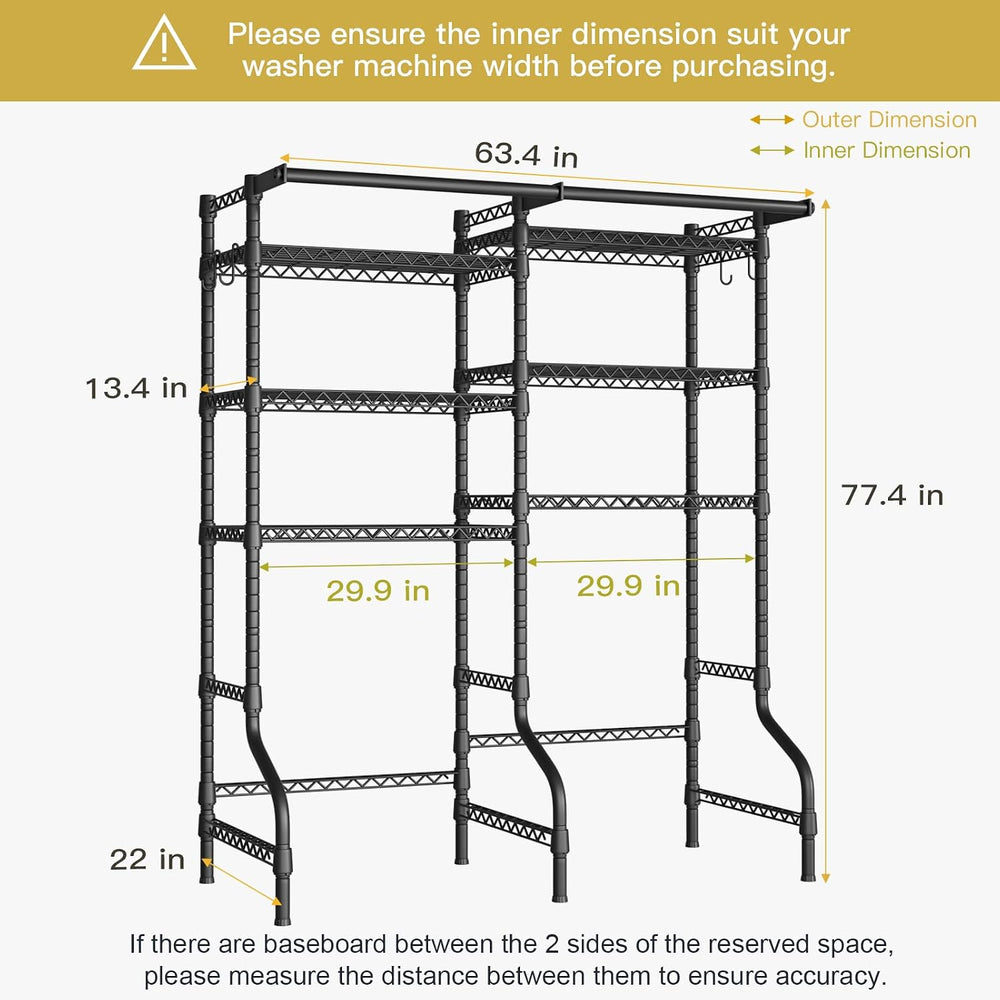U13 Over Washer and Dryer Storage Shelves, Laundry Room Standing Shelf