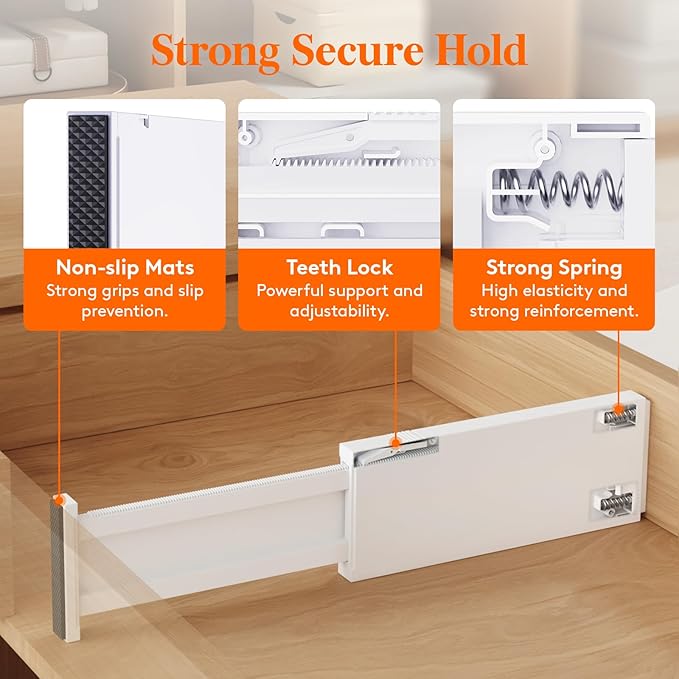 Lifewit 12 Pack Drawer Dividers 4" High, 11-17" Adjustable Dresser ...
