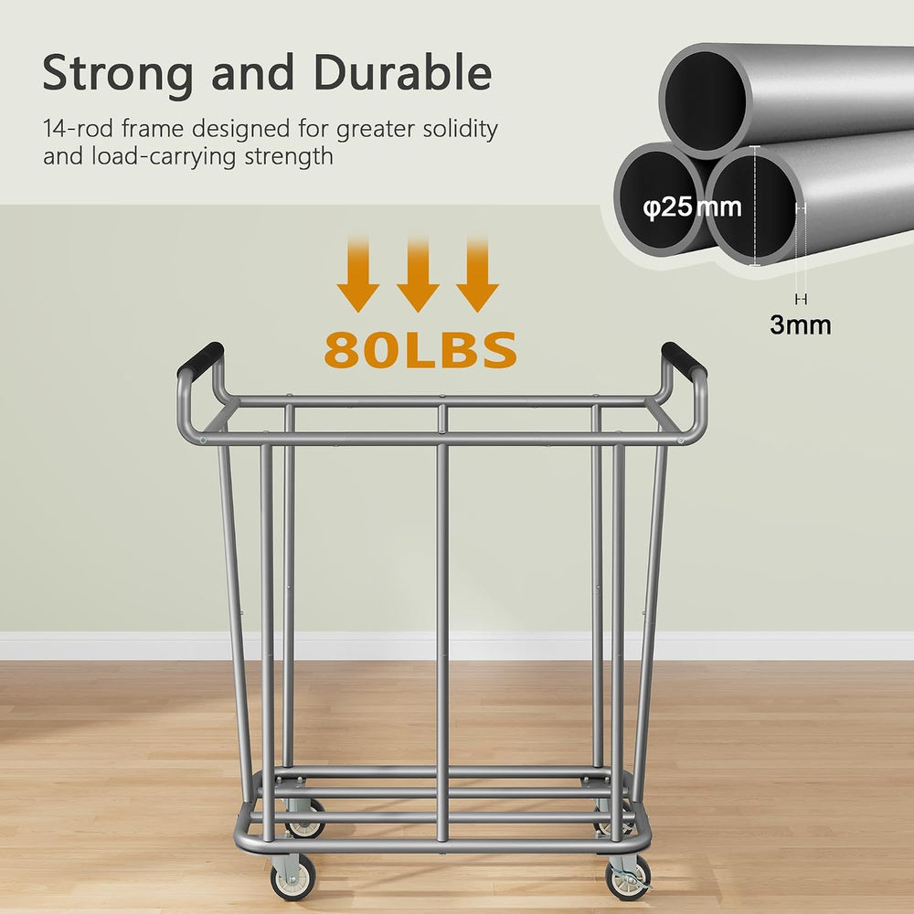 Gewudraw 360L Laundry Hamper with Wheels, Khaki, 95 Gallons