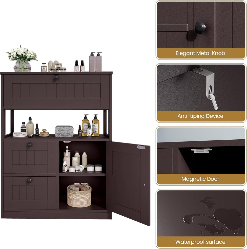 Bathroom Cabinet, Modern Bathroom Floor Storage Cabinet Organizer with 1 Door...