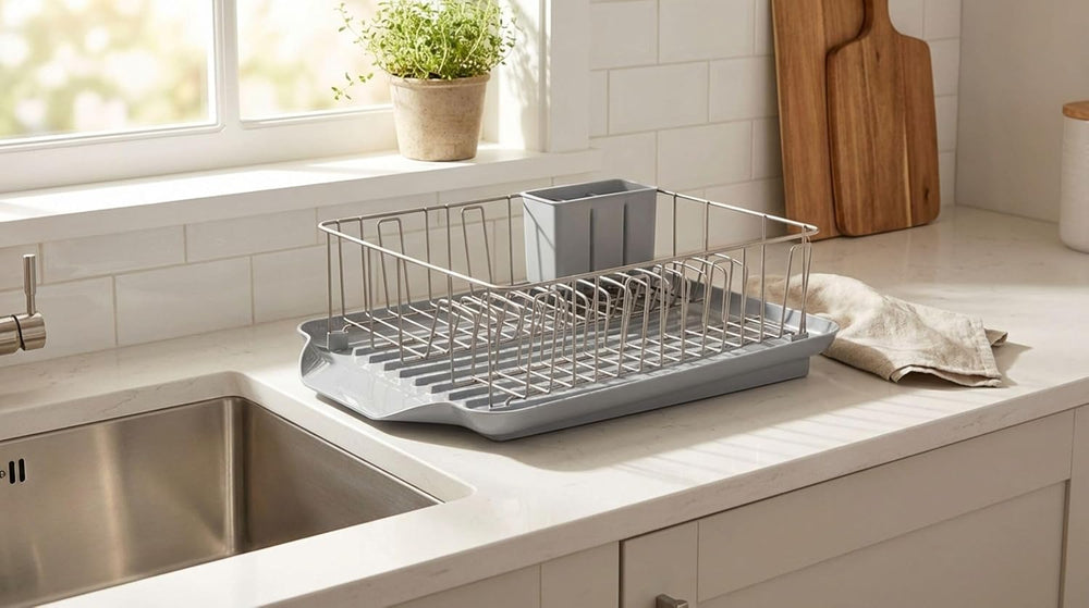 Farberware 3-Piece Dish Drying Rack Set Rust-Resistant Gray