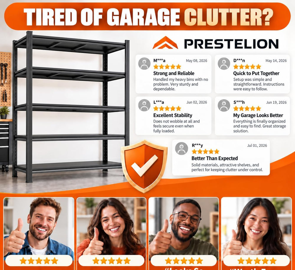 Garage Shelving Adjustable Metal Storage Shelves with Anti‑Tip Safety Kit