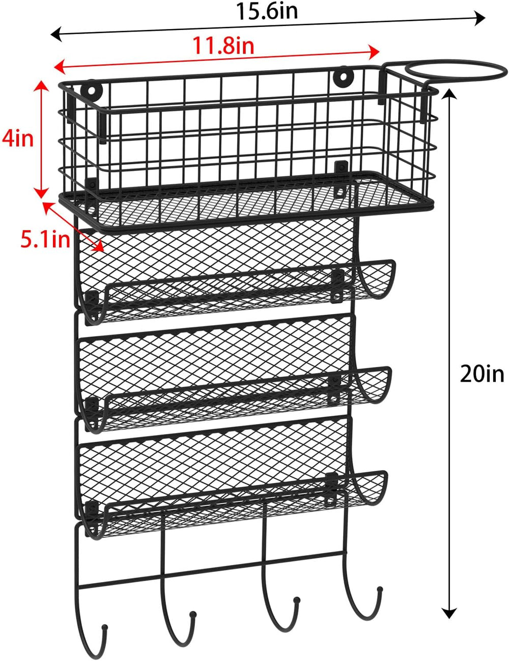 Wall-Mounted Hair Dryer Holder Styling Tool Organizer 4-Shelf Storage Wire Ba...