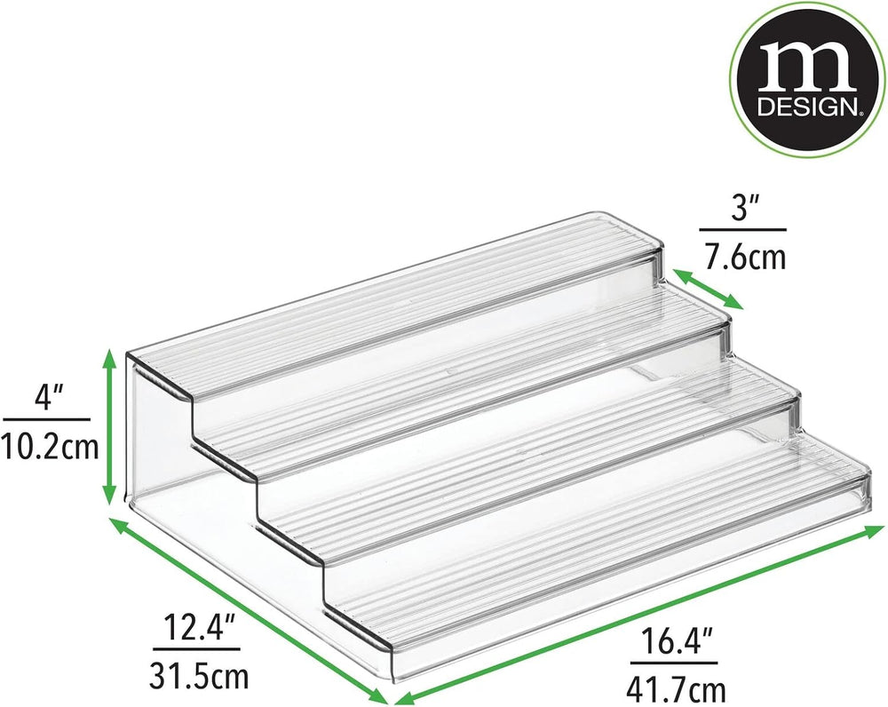 mDesign Plastic Adjustable, Expandable 4-Tier Kitchen Cabinet, Pantry, Shelf ...
