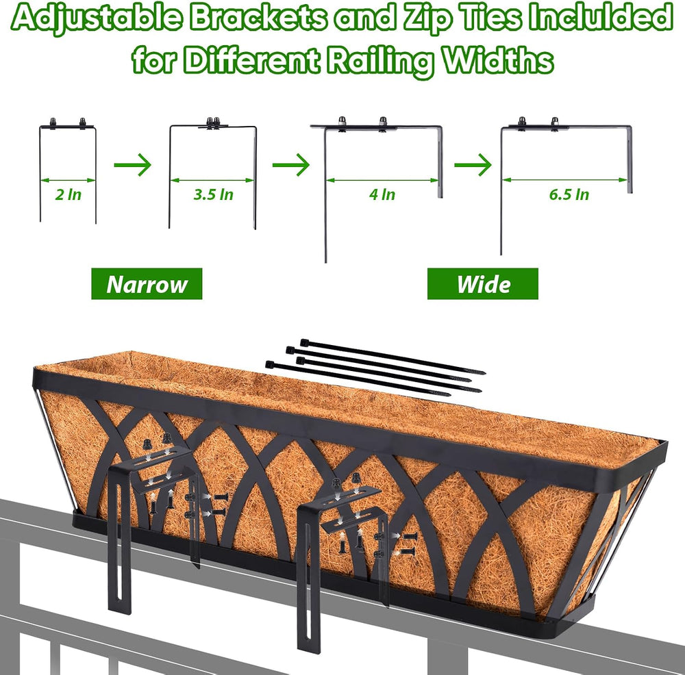 Deck Railing Planter Window Box - 2 Pack 30 Inch Deck Balcony Rail Planter wi...