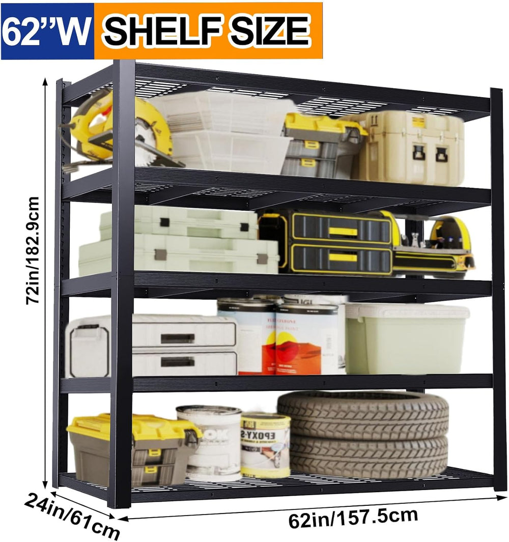 Storage Shelves Heavy Duty, Metal Shelving, 3050 LBS, 62" W